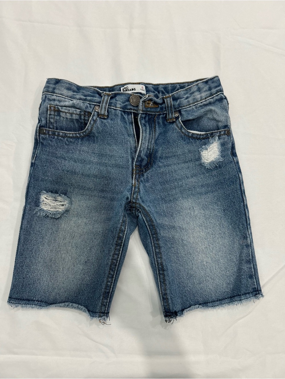 Epic Threads Boys Distressed Denim Shorts Size 5 Blue Raw Hem